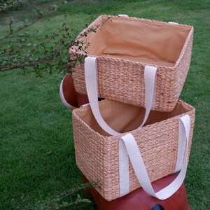 Large wicker tote, Picnic Basket, Seagrass Basket, Wicker Bag, Wicker Basket, Water hyacinth Storage Basket, Customized Storage Basket image 7