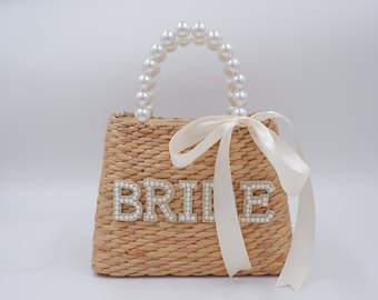 bride pearl bag, bridal Pearl handbag, Bride Purse, Bride Bag, bridal shower bag, Bride Beach Bag