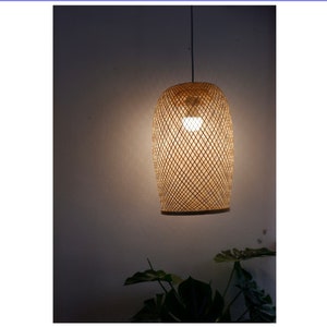 S size) Bamboo Pendant Light, Round pendant, Hanging light, Bamboo Lamp, Room lights, Woven Chandelier