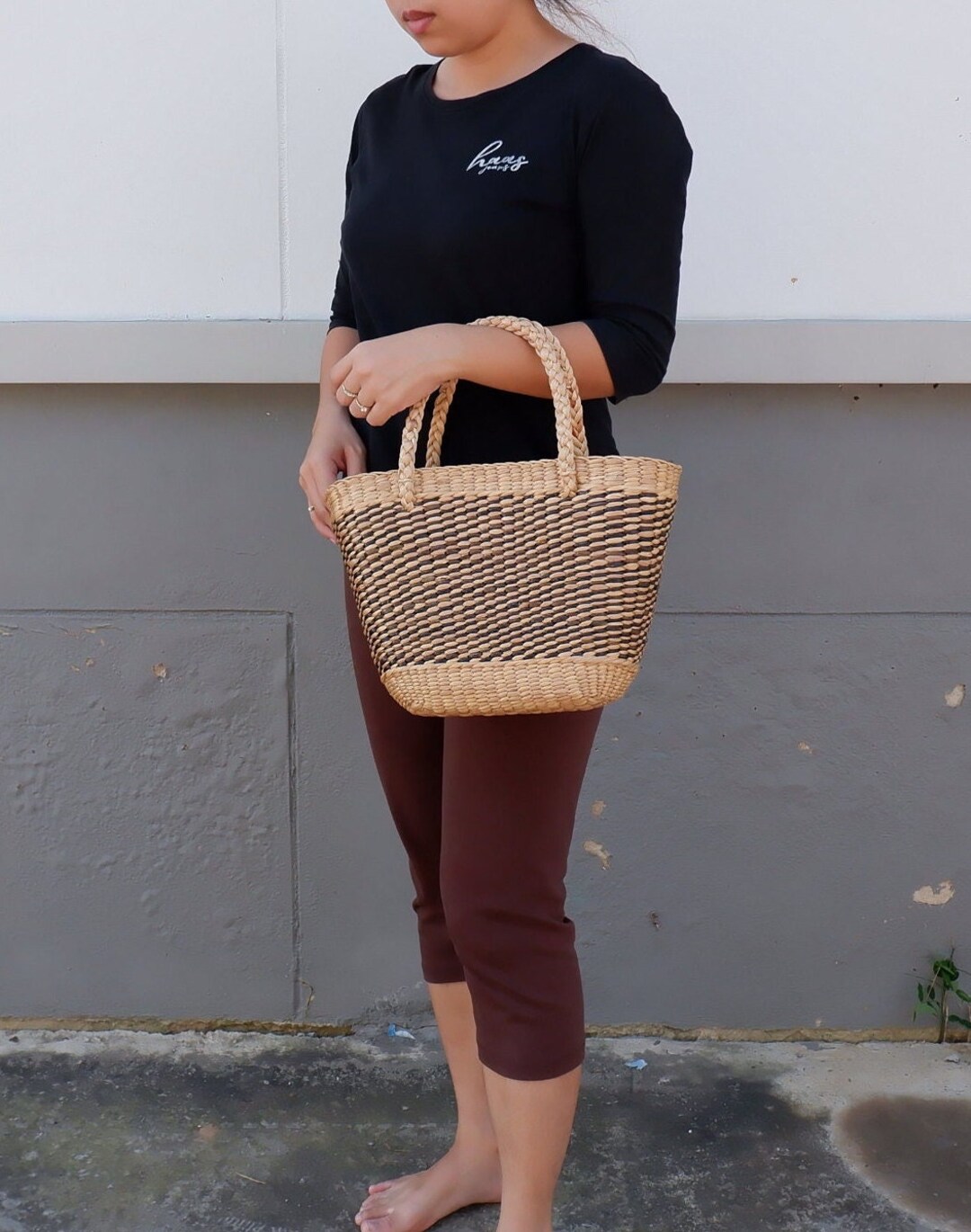 Handwoven Water Hyacinth Beach Bag: Thai Straw Tote With Tassel - Etsy