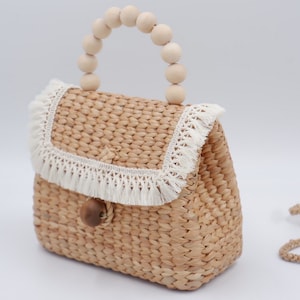 Bolsa de palha transversal com acabamento em borla, bolsa de presente para mulher, bolsa de palha, bolsa crossbody de palha