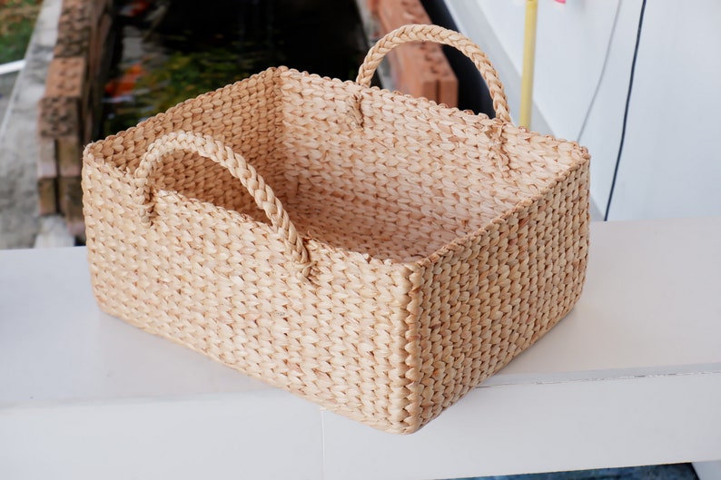 Custom basket, Large Square Storage Basket, Water hyacinth basket, Basket, Hyacinth basket, Hamper Basket, storage basket image 3