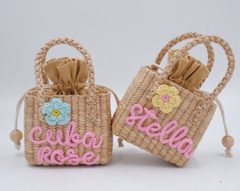 kids purse, girl bag, flower girl gift, flower girl purse, children’s bag, girls mini purse, personalized straw bag, girls purse