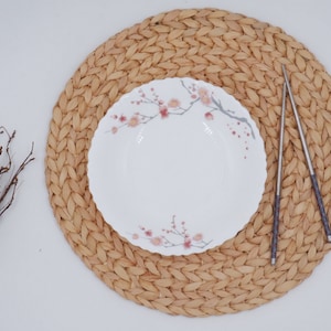 37.5cm (15 inches) Round Natural Placemats Sets, Straw Wicker Placemats, Woven Placemats Rattan and Wicker, Round Placemats Decor for Table