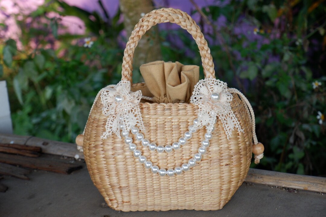 Handmade Water Hyacinth Pearl Beaded Bag: Party Clutch - Etsy