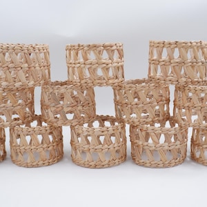 12 pcs Vintage Woven Wicker Wrapped Glass, Woven Seagrass Coasters (only seagrass wrapped without glass)