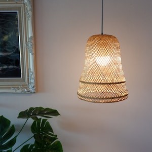 Bamboo Pendant Light, Bamboo lampshade, Woven Basket light, Bamboo light Shade, Woven pendant shade, Bamboo Lamp, Wedding Light