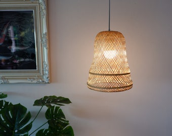 Woven Bamboo Pendant Light: Bohemian Lampshade, Wedding Decor
