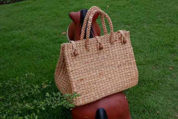 X Cesta grande bolso de mimbre grande bolso de mano para el