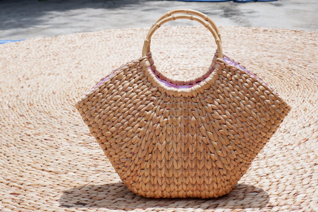 Woven Water Hyacinth Beach Bag: Large Seagrass Tote - Etsy