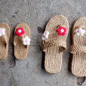 Mommy and Me Shoes, flower girl sandal, Matching Shoes, Custom shoes, Slippers Bachelorett Party, Pom Pom slipper, child and mom shoes