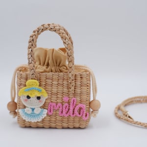 kids bag, kids purse, bag for girl, girls mini purse, personalized straw bag, girls purse