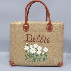 Personalized Straw Bag for Bride | Custom Bridesmaid Gift | Bachelorette Party Favor | Beach Tote with Name | Wedding Gift Bag