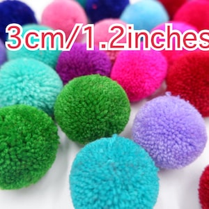 3cm 1.2 inches pom pom yarn, Handmade large yarn pom poms, pom embellishments, Craft Supplies, Handmade Pompoms, Hat making & hair crafts