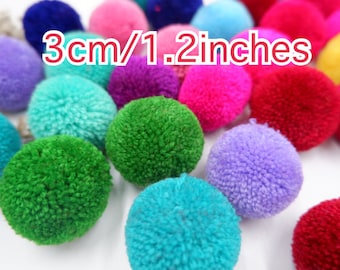 3cm 1.2 inches pom pom yarn, Handmade large yarn pom poms, pom embellishments, Craft Supplies, Handmade Pompoms, Hat making & hair crafts
