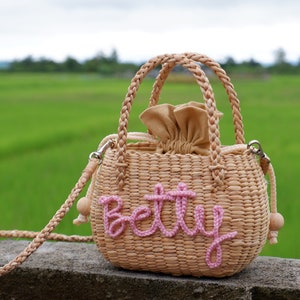 sac pour enfants, sac de paille personnalisé pour enfants, sac à main petite fille, sacs à main en paille, sac à main en osier pour petite fille, sacs cadeaux de Pâques