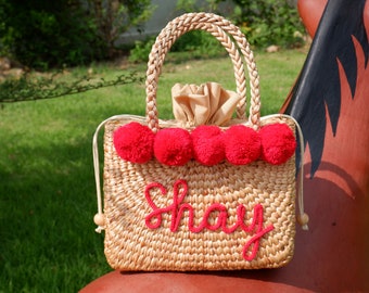 personalized straw beach bag, monogram bag bachelorette, bridesmaid gift, gifts basket, straw tote, beach wedding