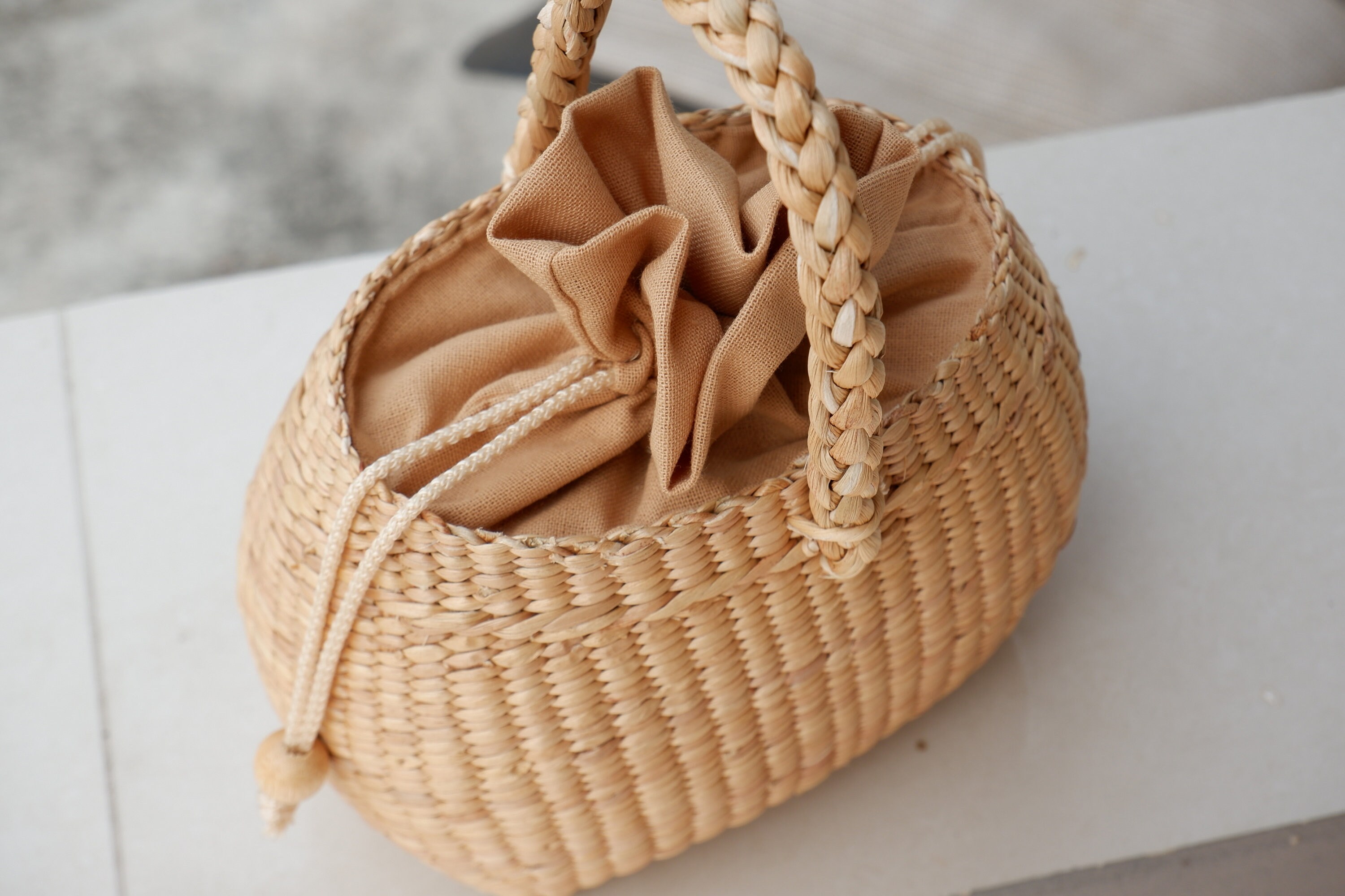 Flower Girl Basket, Straw Bag, Water Hyacinth Basket, Woven Straw Bag ...