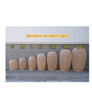XL-4XL Size) Bamboo Pendant Light, Round pendant, Hanging light, Bamboo Lamp, Room lights, Woven Chandelier