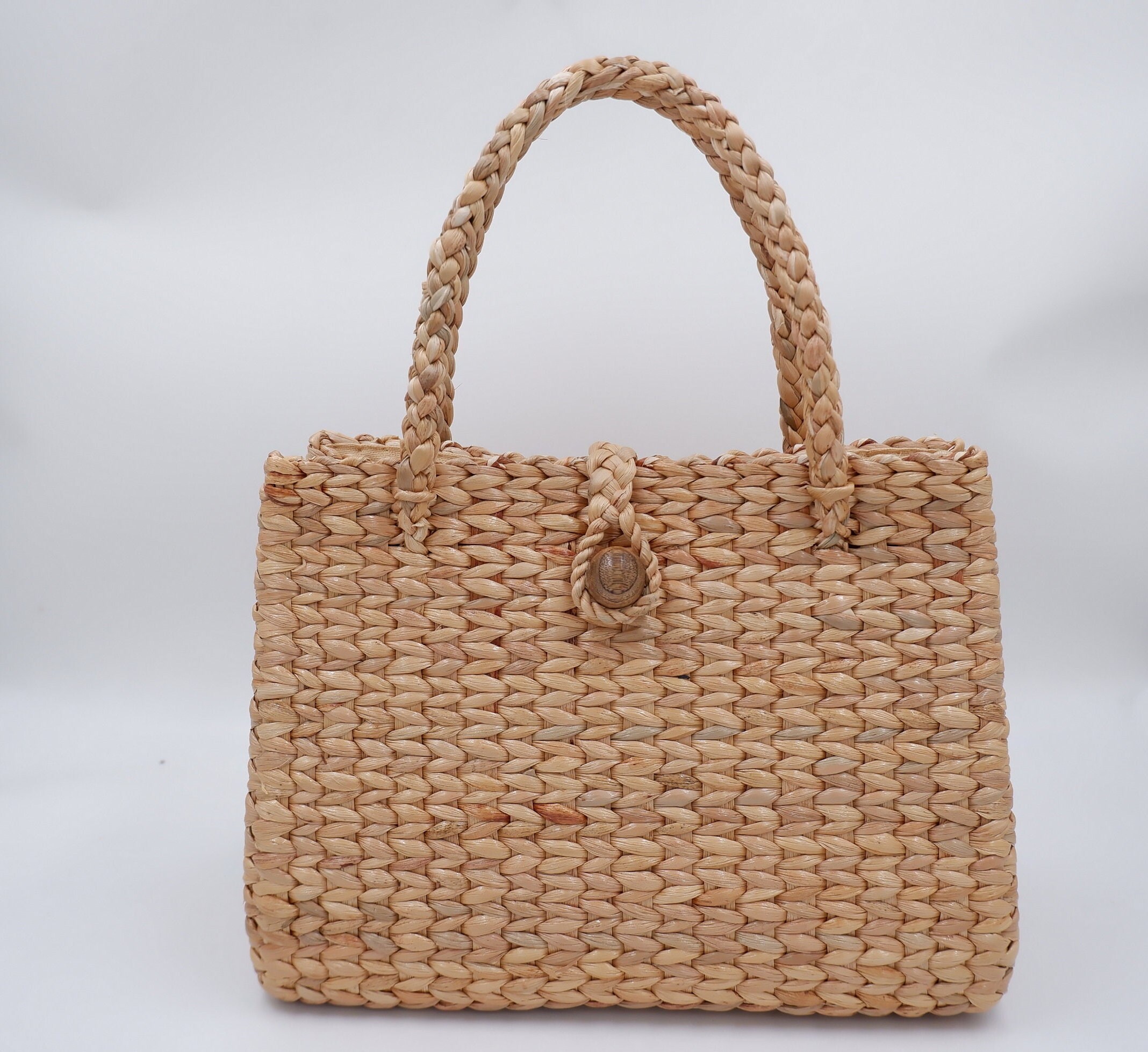 Woven Water Hyacinth Tote Bag: Beach or Summer Bag - Etsy