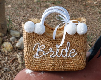 Personalized Bride Straw Tote Bag: Bridal Party Gift