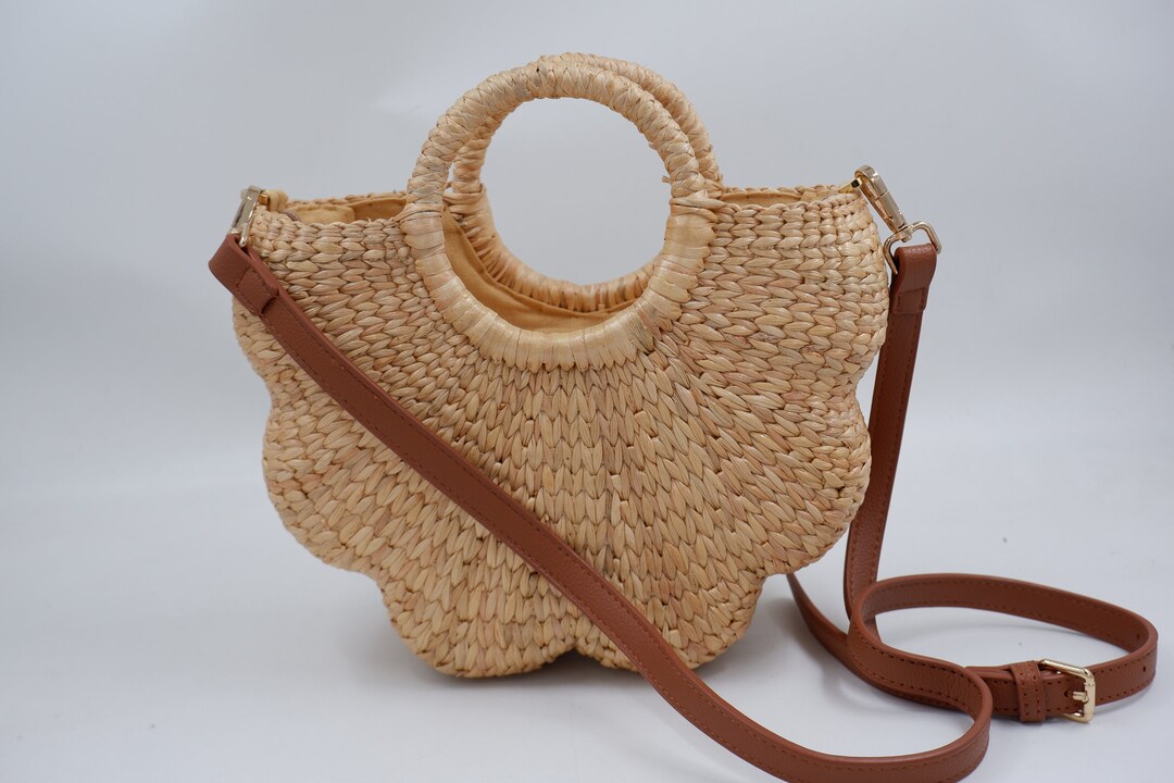 Flower Straw Bag: Handmade Water Hyacinth Basket Bag - Etsy Australia