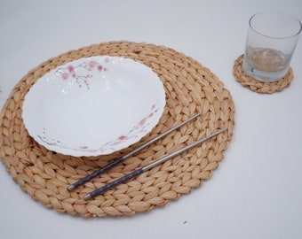 Handmade Water Hyacinth Placemats & Coasters: Woven Table Decor