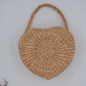 Straw heart Bag, Heart Shape bag,  Birkin Basket Bag, heartbag, Seagrass Bag, Beach Bag, Minimalist, Crossbody, Birthday gift