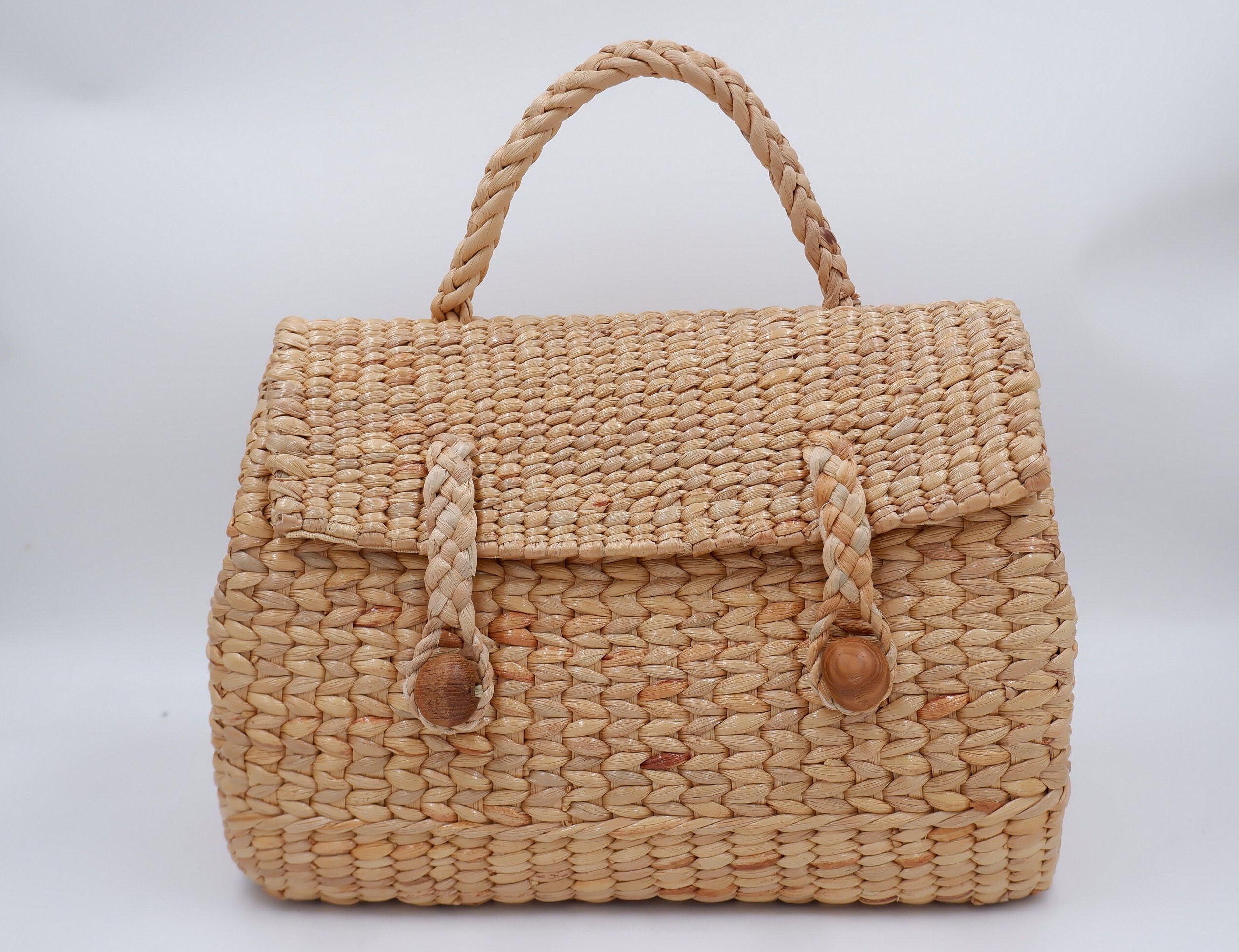 Handwoven Water Hyacinth Beach Bag: Large Straw Tote - Etsy