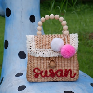 Personalized Water Hyacinth Kids Purse: Handmade Woven Bag