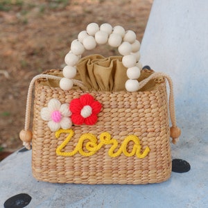 personalisierte Mädchen Tasche, Blumenmädchen Geschenke, Geschenk für Mädchen, Monogramm Kindertasche, Geburtstagsgeschenk, Taschenmädchen, Mädchen Mini Geldbörse