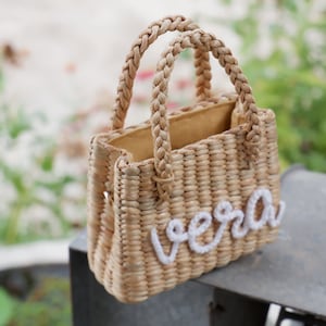 Personalized Straw Purse for Little Girl: Custom Name Bag