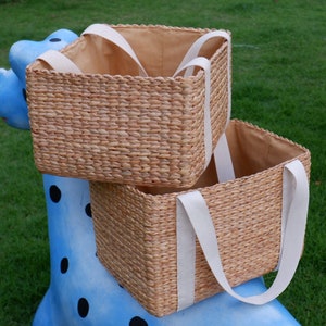 Large wicker tote, Picnic Basket, Seagrass Basket, Wicker Bag, Wicker Basket, Water hyacinth Storage Basket, Customized Storage Basket image 4