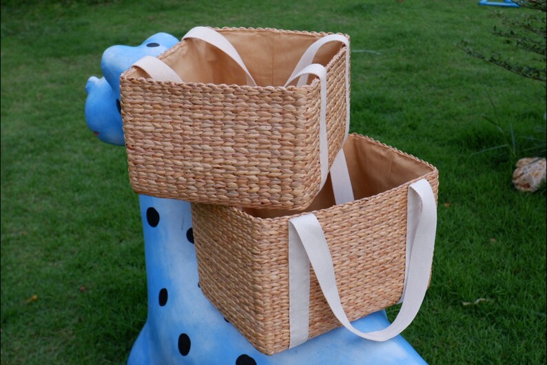 Large wicker tote, Picnic Basket, Seagrass Basket, Wicker Bag, Wicker Basket, Water hyacinth Storage Basket, Customized Storage Basket image 4