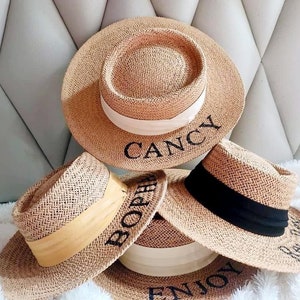 Cappello da sposa da spiaggia, cappello da spiaggia luna di miele, cappello da sposa personalizzato, cappello da addio al nubilato, cappello da spiaggia della signora, cappello da spiaggia floscio