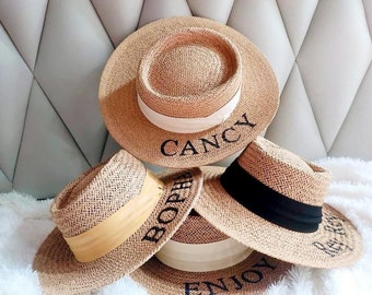 Custom Bachelorette Floppy Beach Hat: Personalized Bride  display picture 1