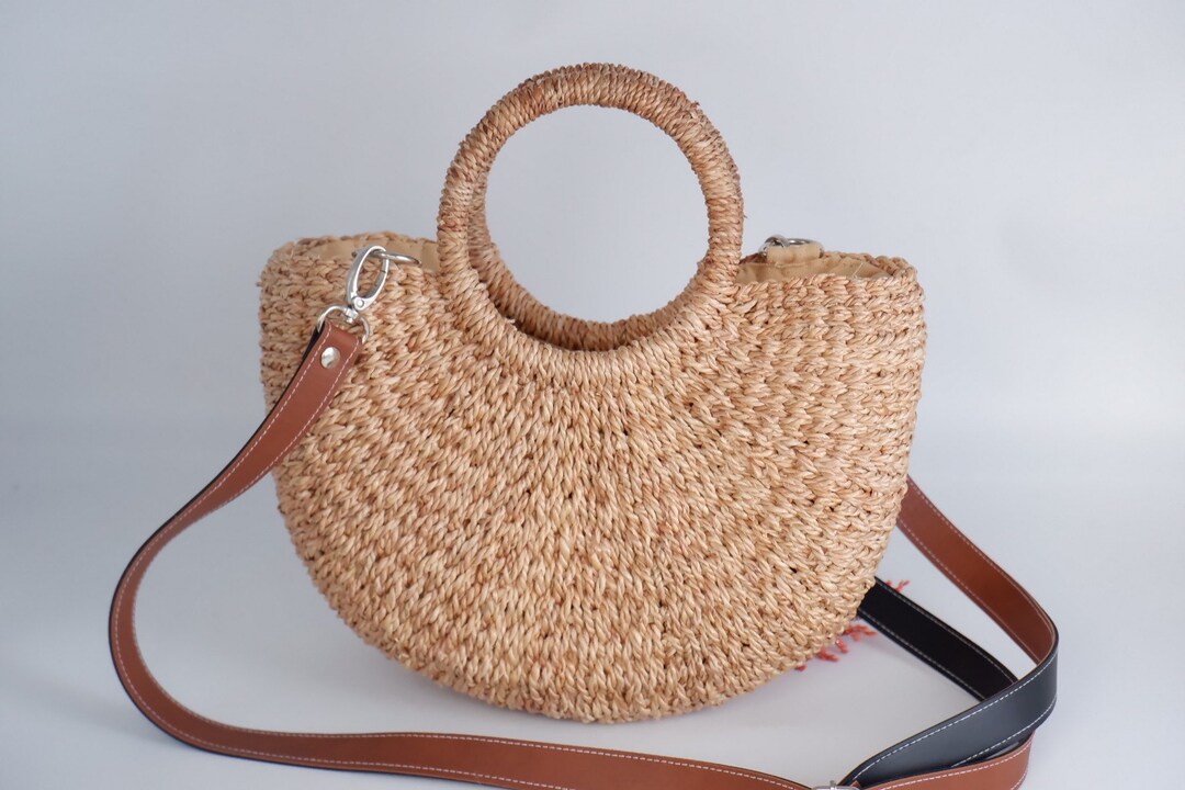 Small Straw Weave Handbag With Detachable Strap Weaving Etsy