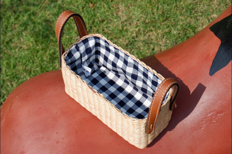 Small Basket, Storage Baskets, Small Basket for Storage, Woven Seagrass Basket, Boho Woven Tray Navy