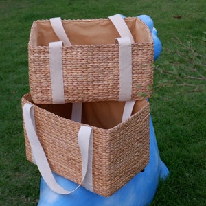 Large wicker tote, Picnic Basket, Seagrass Basket, Wicker Bag, Wicker Basket, Water hyacinth Storage Basket, Customized Storage Basket image 1