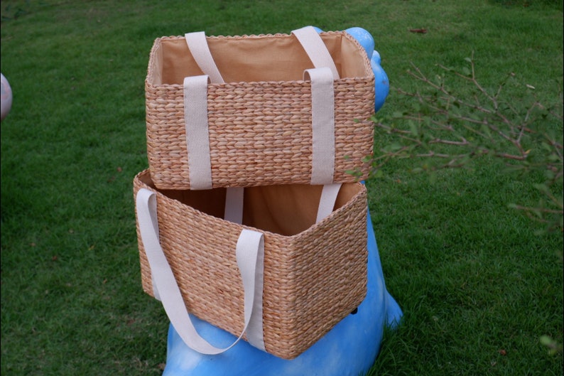 Large wicker tote, Picnic Basket, Seagrass Basket, Wicker Bag, Wicker Basket, Water hyacinth Storage Basket, Customized Storage Basket image 1