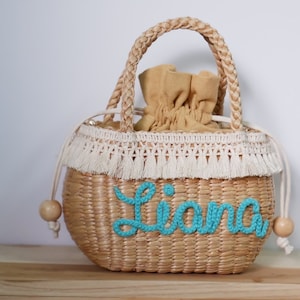 Personalized Straw Purse for Little Girl: Wicker Handbag