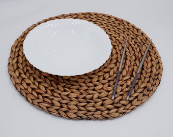 37.5 cm) Water Hyacinth Round Placemats Decor for Table