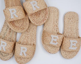 Personalized Bridal Sandals: Water Hyacinth Beach Wedding Footwear