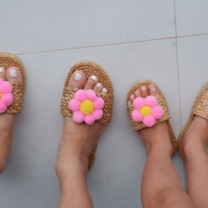 mommy and me shoes, flower sandals, raffia shoes, beach sandals for women, sandals, toddle girl wedding sandals, straw sandals, kids shoes