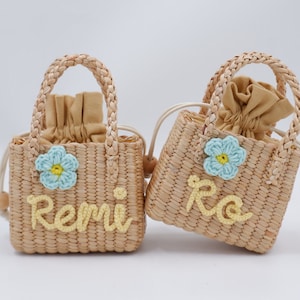 Personalized Straw Purse: Kids Mini Bag, Flower Girl Gift