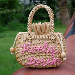 Sac enfant personnalisé, sac pour petites filles, sac à main petite fille, sacs à main en paille, sac à main en osier pour petite fille