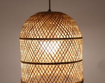 Handmade Bamboo Pendant Light (L Size): Woven Wicker Lighting
