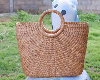 seagrass bag, bridal party gifts, water hyacinth basket bag, beach bag