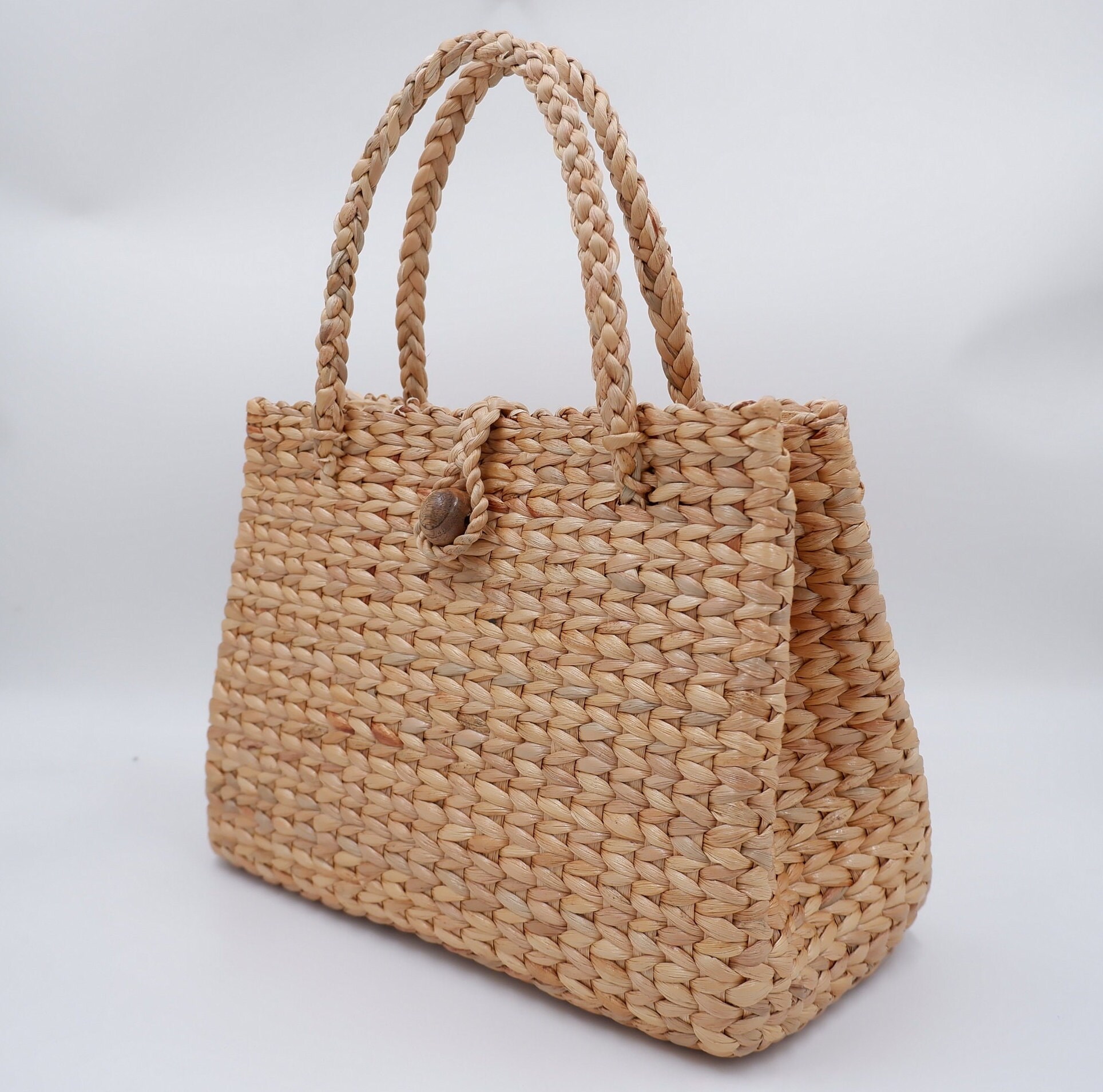 Woven Water Hyacinth Tote Bag: Beach or Summer Bag - Etsy
