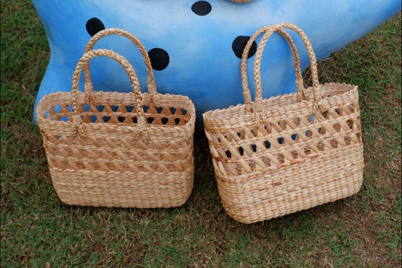Handwoven Water Hyacinth Basket: Vintage Market Tote - Etsy